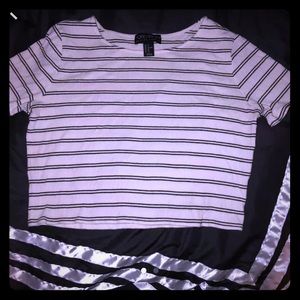 Black & White Striped Crop Top